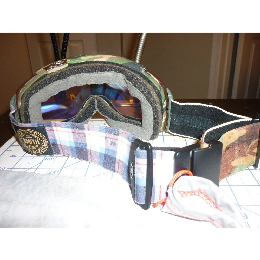 Smith Optics Snow Goggles Camo Frame Plaid Tiger Stripe Strap Mirrored Lens